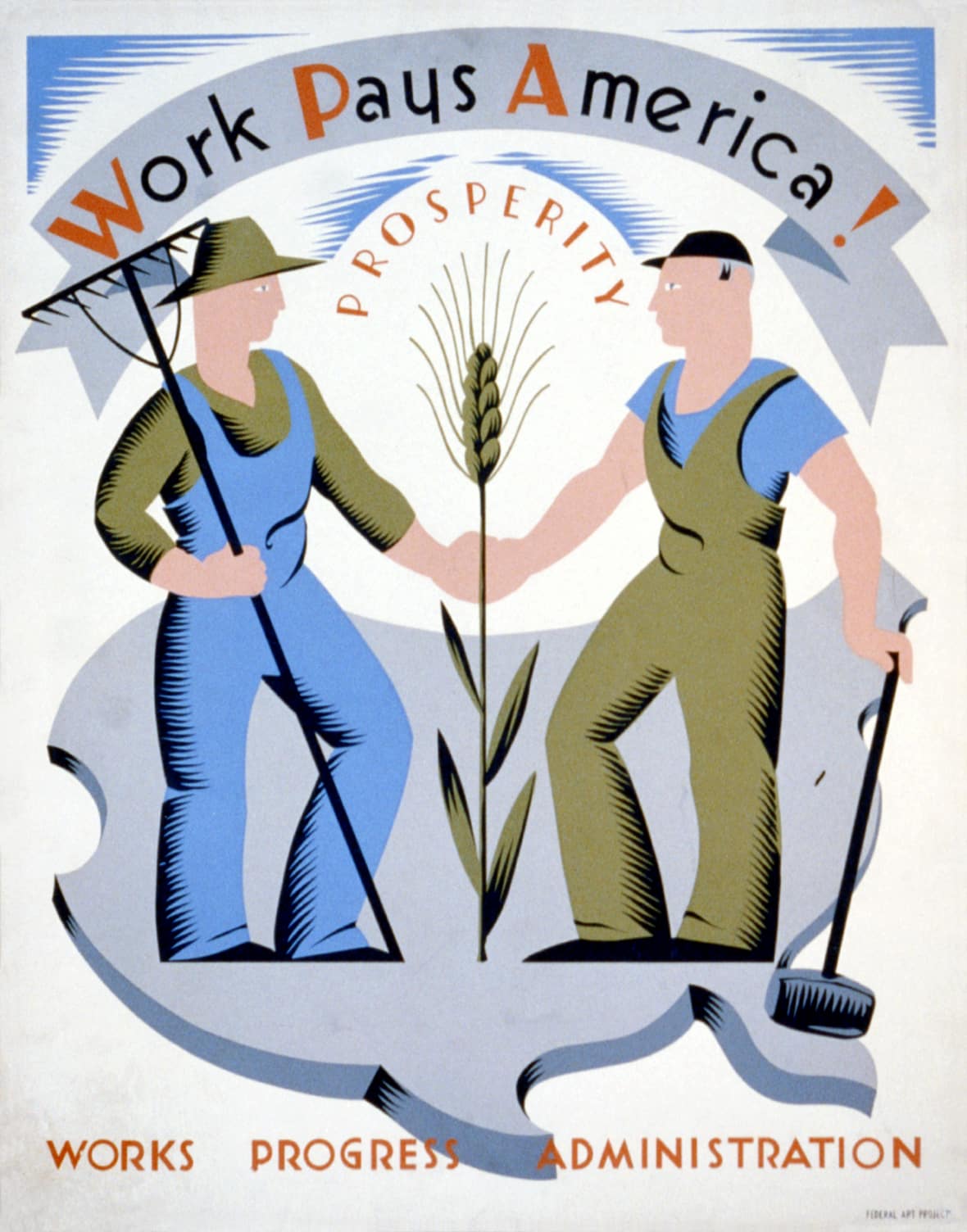wpa work pays america poster