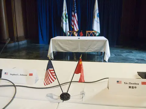 china us flags on table