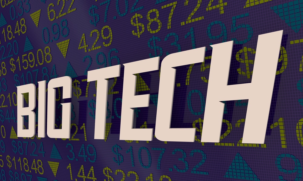 big tech giant technology companies stock market leaders 3d illustration